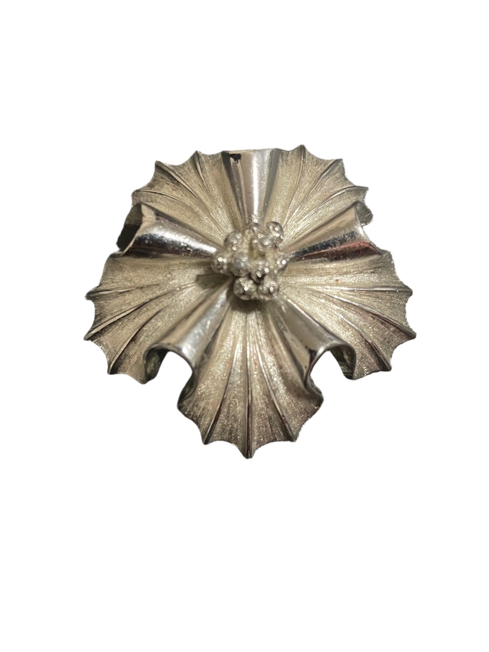 Vintage Coro Silver Tone Floral Style Brooch